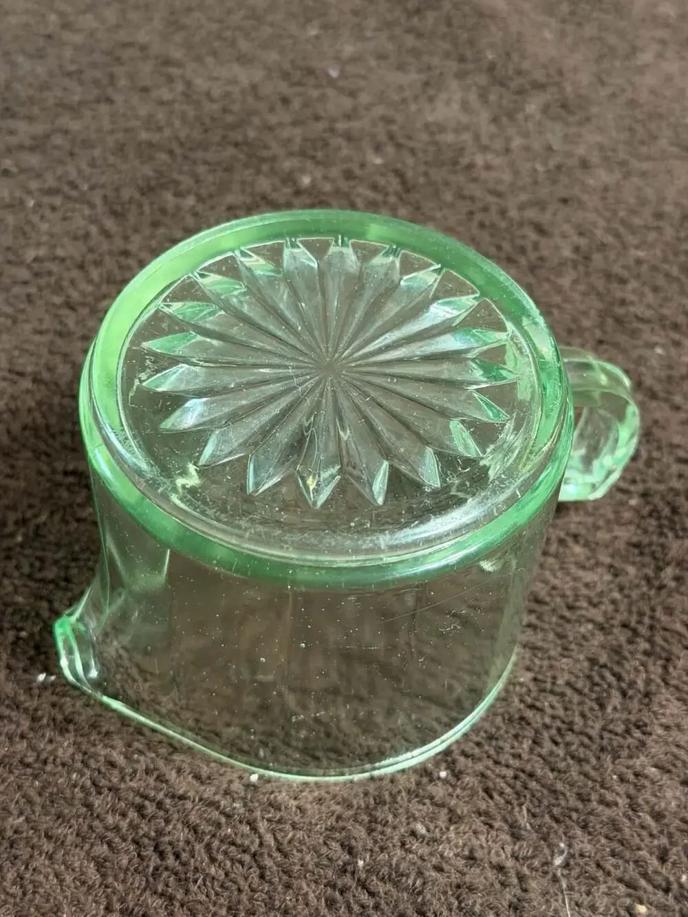 Vintage Uranium Depression Glass Creamer and Juicer Set